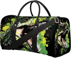 Hand Drawn Dinosaurs Travel Duffel Bag for Women Men Waterproof Foldable Overnight Weekender Bag Large Capacity Sports Gym Bag