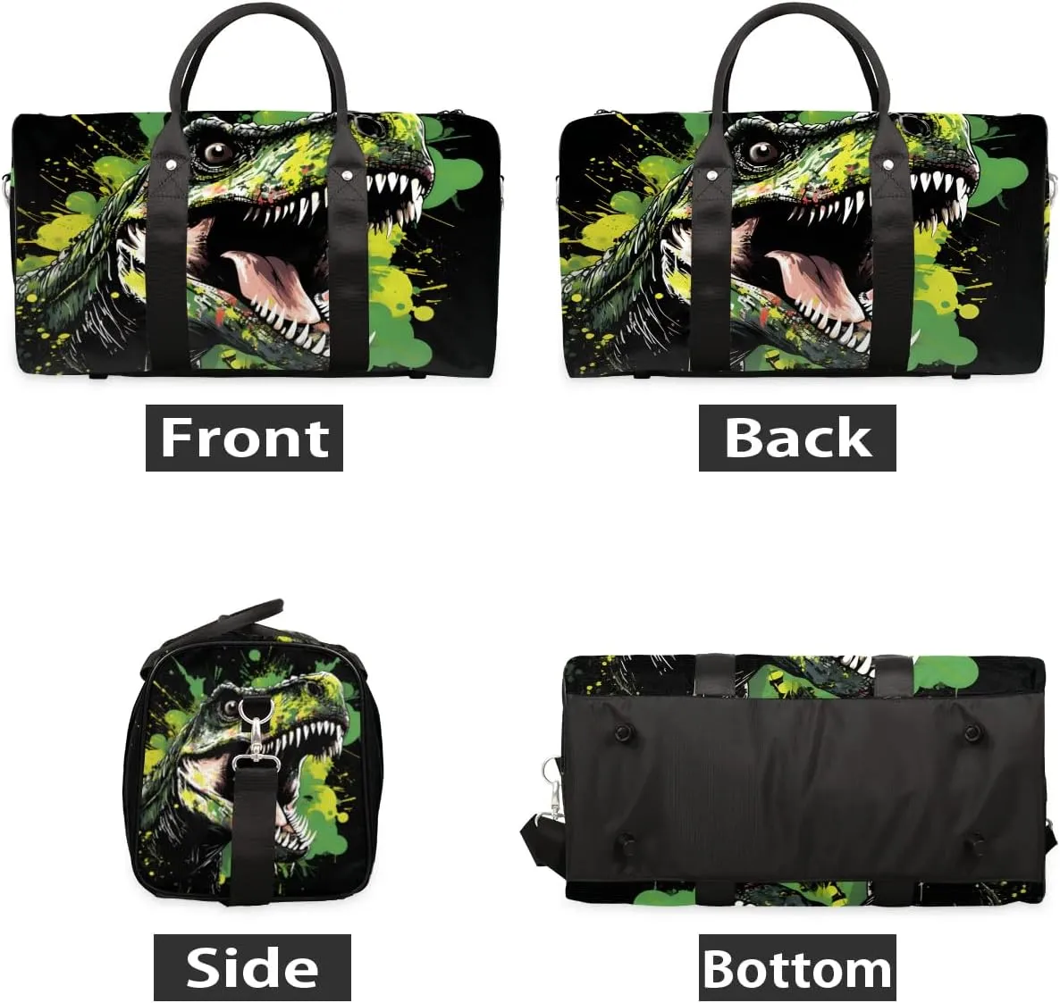 Hand Drawn Dinosaurs Travel Duffel Bag for Women Men Waterproof Foldable Overnight Weekender Bag Large Capacity Sports Gym Bag