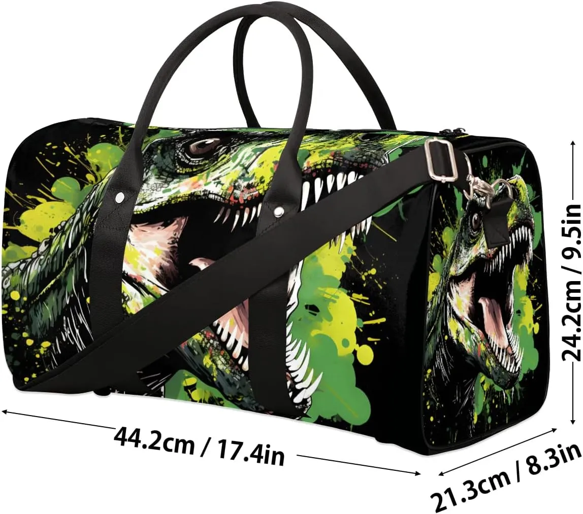 Hand Drawn Dinosaurs Travel Duffel Bag for Women Men Waterproof Foldable Overnight Weekender Bag Large Capacity Sports Gym Bag