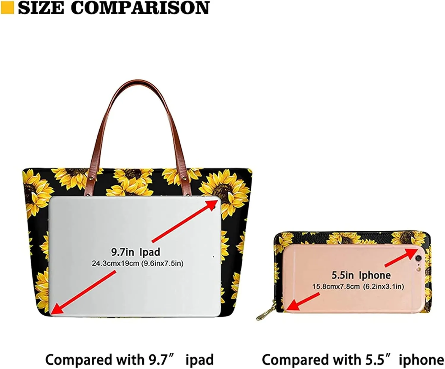 Handbags for Women Large Capacity Crossbody Totes with Wallet Clutch 2pcs Set