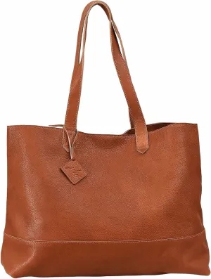 Handcrafted Brown Tan Genuine Leather Tote Bag for Women