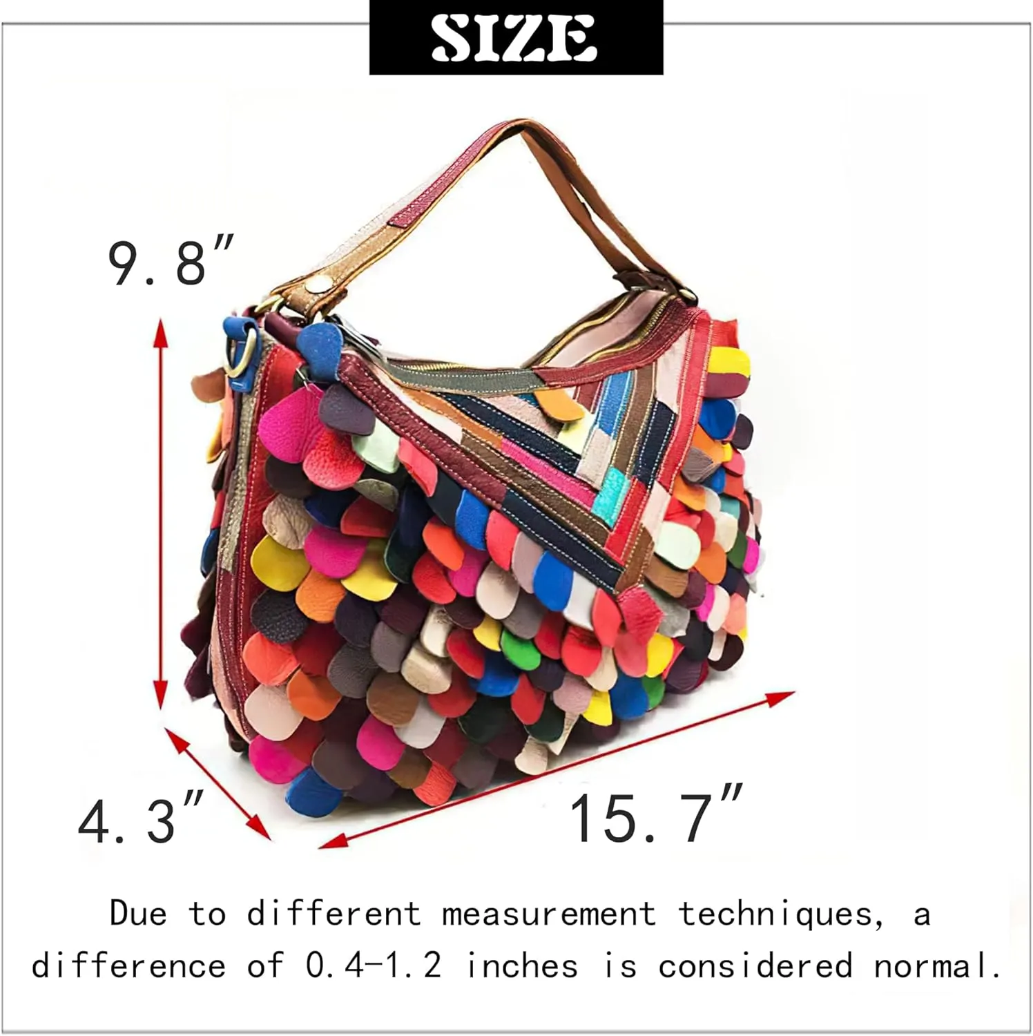 Handmade Cowhide Multi-color Block Random Stitching Unique Style Women's Bag - Crossbody, Shoulder and Handheld