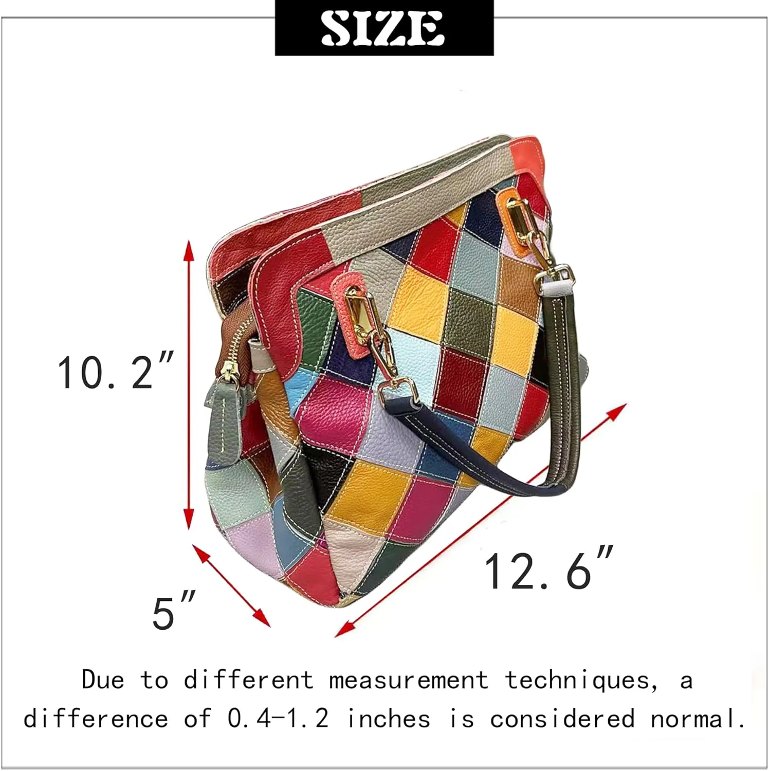 Handmade Cowhide Multi-color Block Random Stitching Unique Style Women's Bag - Crossbody, Shoulder and Handheld