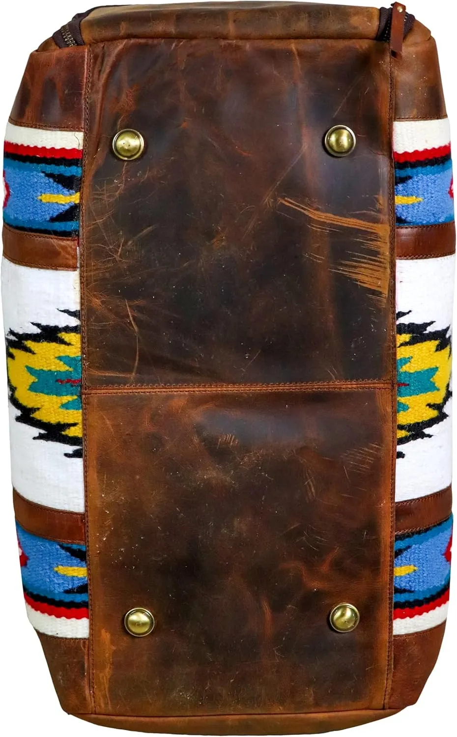 Handmade Duffle Bag leather heavy duty Airplane Overnight Luggage Carry On Unisex Travel Rug Bag Wollen Bag Gift for His/Her 20 x 10 x 10 inches. (Rug Duffle Bag Design_03)