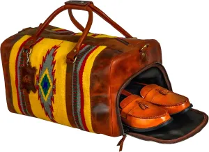 Handmade Premium Duffle Bag leather heavy duty Gym Sports Airplane Overnight Luggage Carry On Unisex Travel Hand woven Rug Bag Wollen Bag Gift for His/Her_18