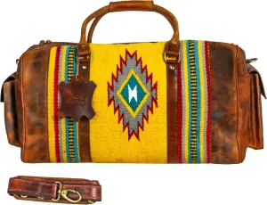 Handmade Premium Duffle Bag leather heavy duty Gym Sports Airplane Overnight Luggage Carry On Unisex Travel woven Rug Bag Wollen Bag Gift His/Her MO1