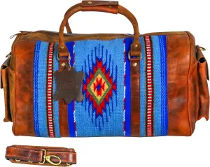 Handmade Premium Duffle Bag leather heavy duty Gym Sports Airplane Overnight Luggage Carry On Unisex Travel woven Rug Bag Wollen Hand Bag Gift for His/Her MO7