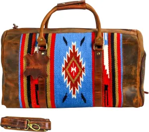 Handmade Premium Duffle Bag leather heavy duty Gym Sports Airplane Overnight Luggage Carry On Unisex Travel woven Rug Bag Wollen Hand Bag Gift for His/Her (Rug Duffle Bag Module_04)
