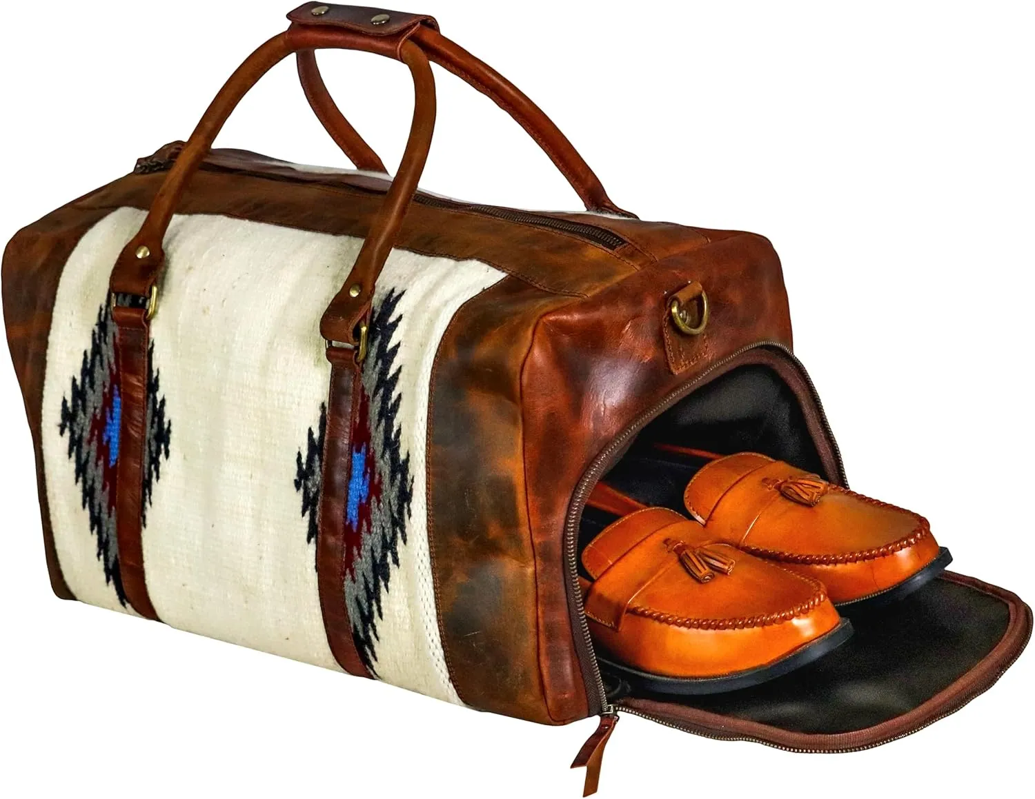 Handmade Premium Duffle leather heavy duty Gym Sports Overnight Luggage Carry On Unisex Travel Rug Wollen Bag MO2