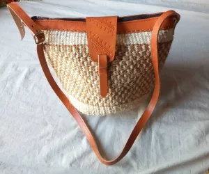 Handmade Woven Sisal Sling Bag - Boho Eco-Friendly Crossbody Bag | Sustainable Natural Fiber Purse | African Artisan Handcrafted Bag