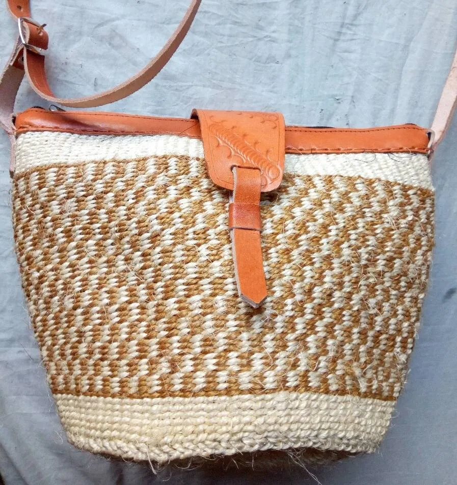 Handmade Woven Sisal Sling Bag - Boho Eco-Friendly Crossbody Bag | Sustainable Natural Fiber Purse | African Artisan Handcrafted Bag