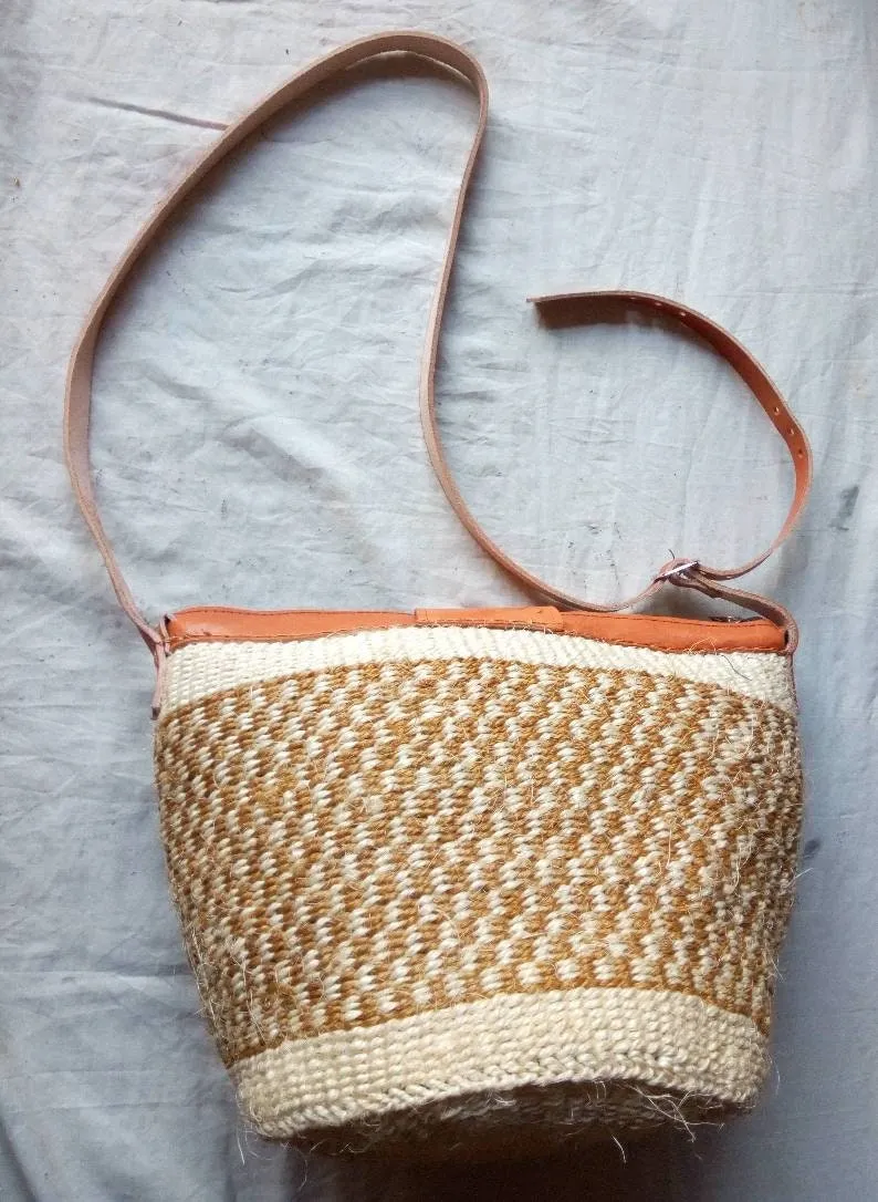 Handmade Woven Sisal Sling Bag - Boho Eco-Friendly Crossbody Bag | Sustainable Natural Fiber Purse | African Artisan Handcrafted Bag