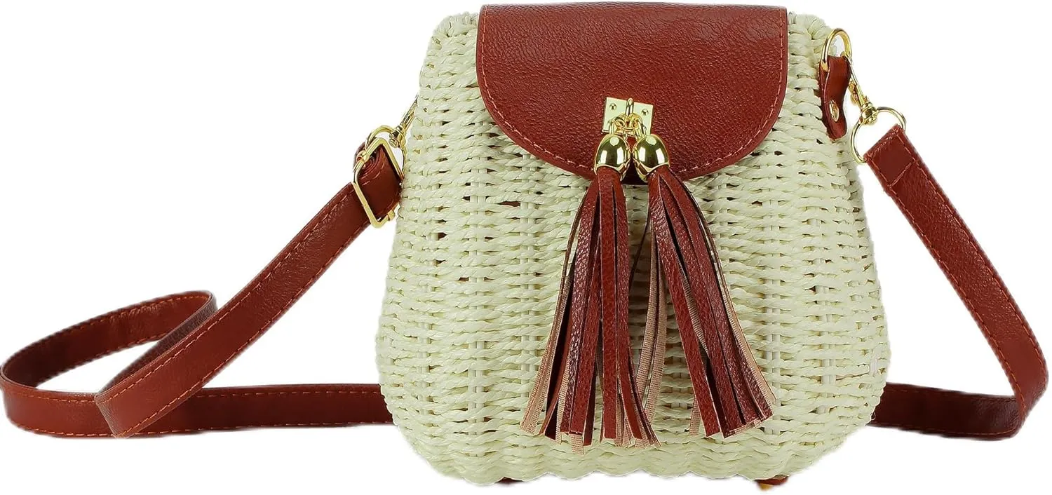 Handwoven Beach Straw Tote Bag with Tassels – Eco-Friendly Summer Bag, Stylish Vacation Tote, Lightweight & Durable