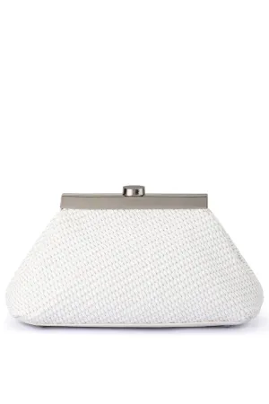 Hanna Woven Straw Clutch - White