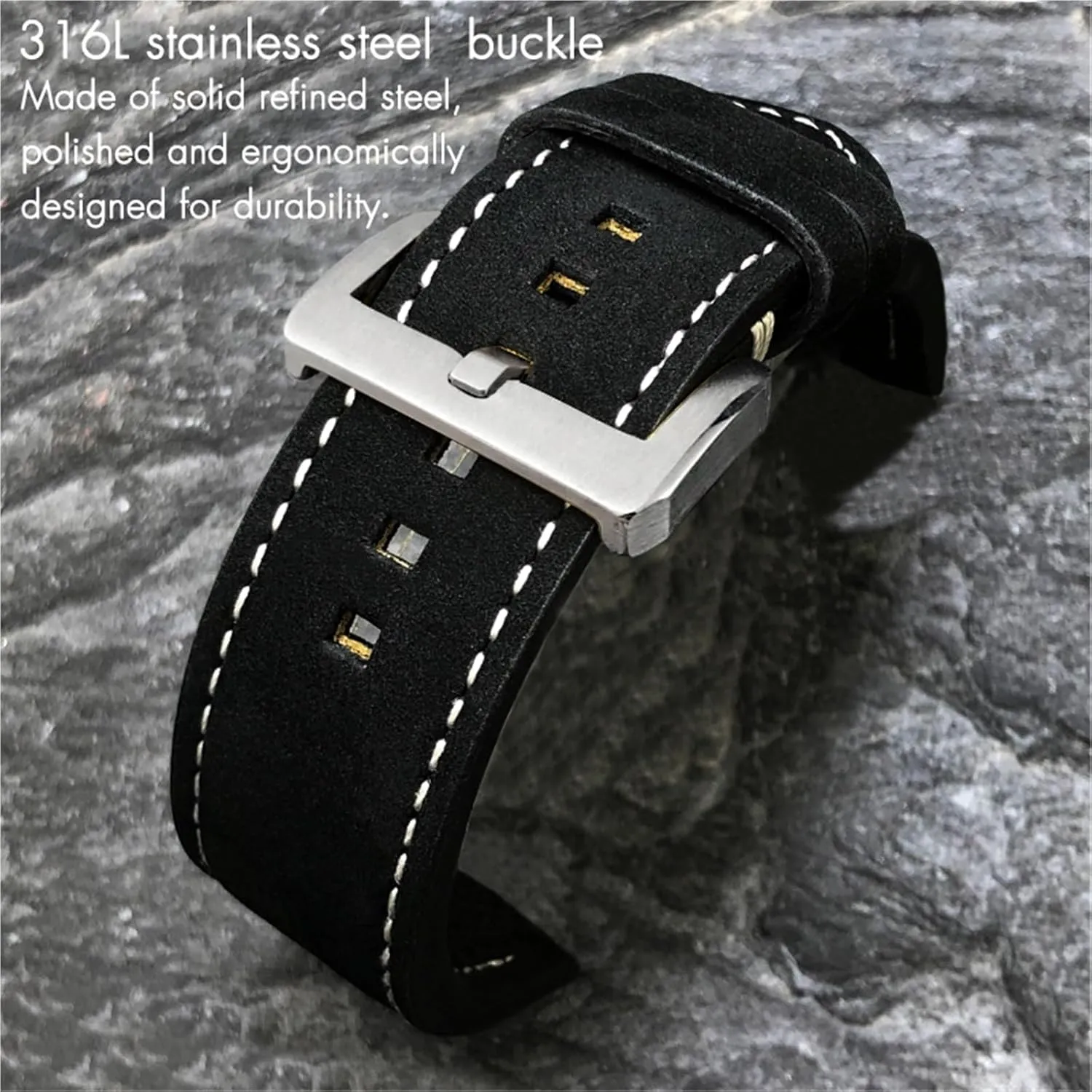 HaoLMi-23mm 22mm Genuine Cowhide Watchbands For Zenith For Tudor Black Bay Bronze Blancpain Handmade Brown Leather Watch Strap