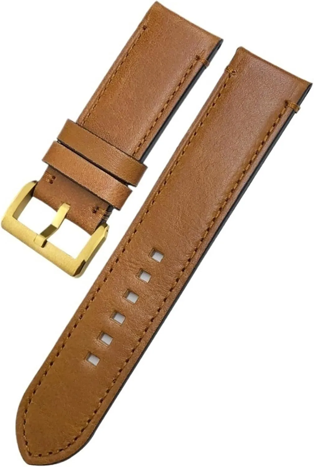 HaoLMi-23mm 22mm Genuine Cowhide Watchbands For Zenith For Tudor Black Bay Bronze Blancpain Handmade Brown Leather Watch Strap