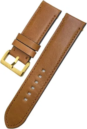 HaoLMi-23mm 22mm Genuine Cowhide Watchbands For Zenith For Tudor Black Bay Bronze Blancpain Handmade Brown Leather Watch Strap
