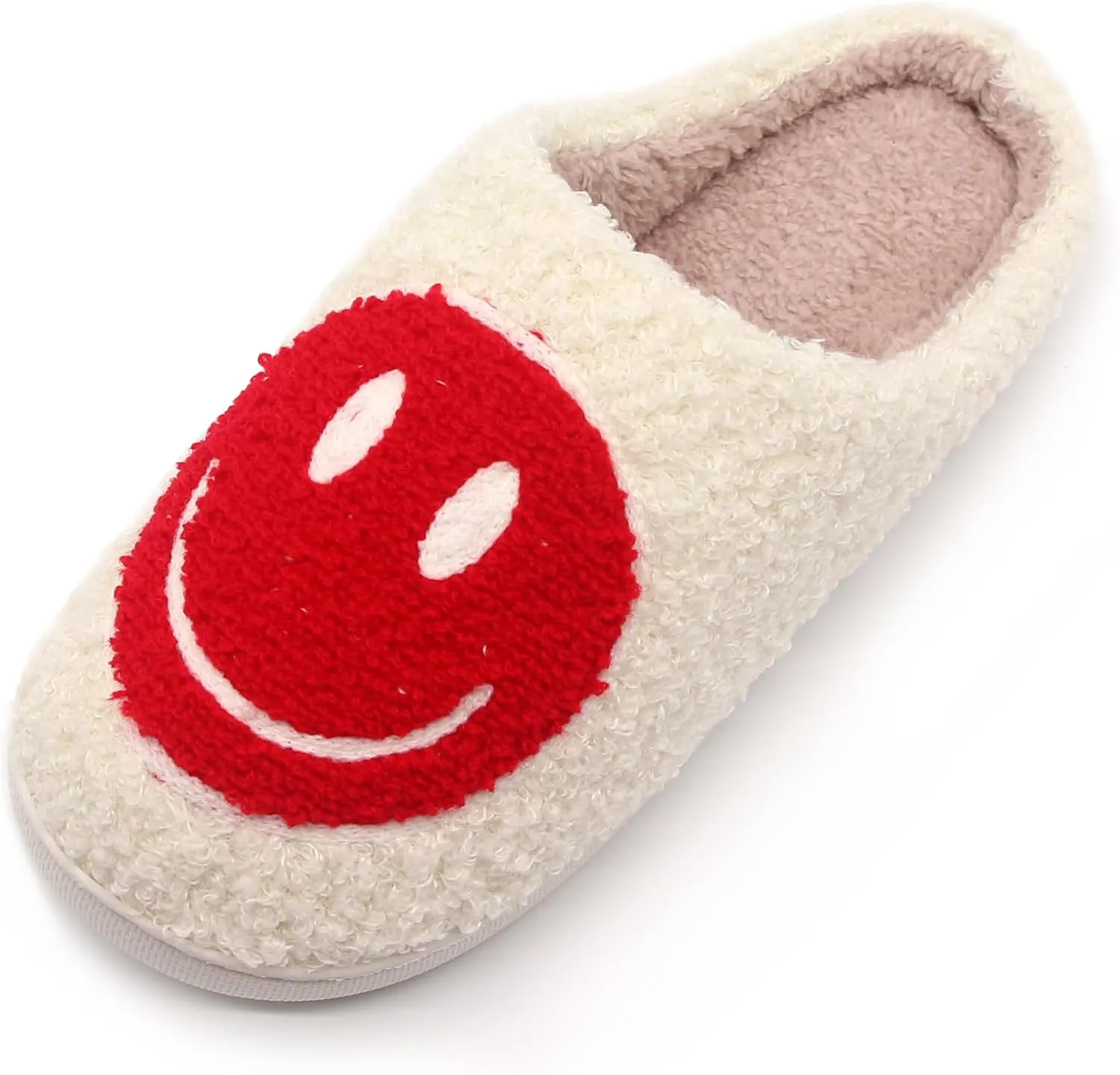 Happy Face Kids Slippers: Plush Non-Slip House Slippers For Girls & Boys & Little Big Toddler Unisex Kids Ultra Comfort Cute Soft and Fuzzy