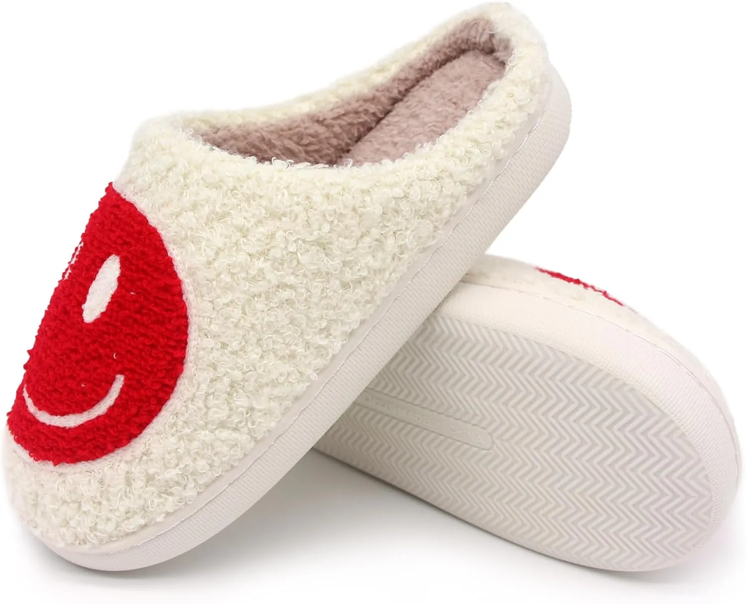 Happy Face Kids Slippers: Plush Non-Slip House Slippers For Girls & Boys & Little Big Toddler Unisex Kids Ultra Comfort Cute Soft and Fuzzy