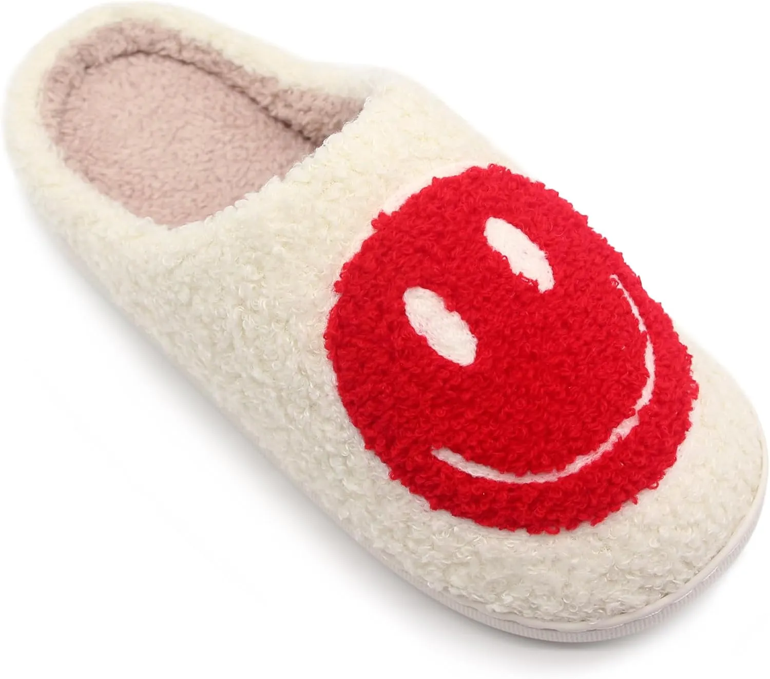 Happy Face Kids Slippers: Plush Non-Slip House Slippers For Girls & Boys & Little Big Toddler Unisex Kids Ultra Comfort Cute Soft and Fuzzy