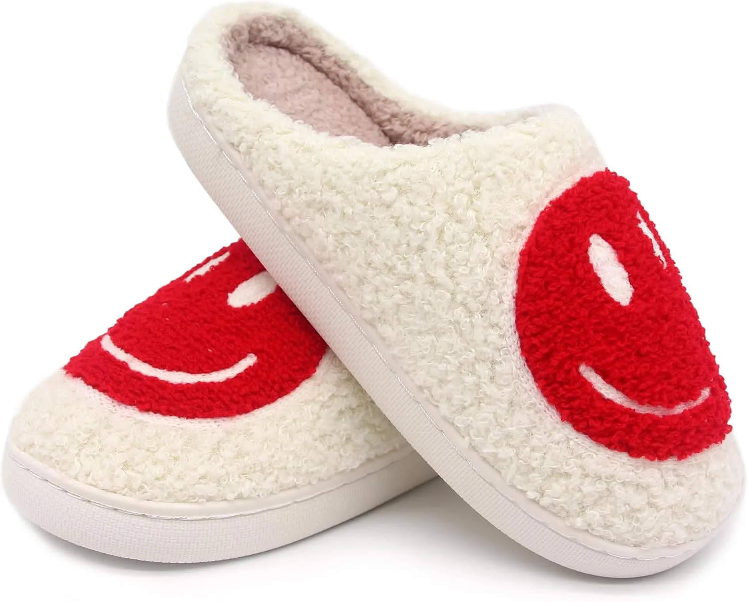 Happy Face Kids Slippers: Plush Non-Slip House Slippers For Girls & Boys & Little Big Toddler Unisex Kids Ultra Comfort Cute Soft and Fuzzy