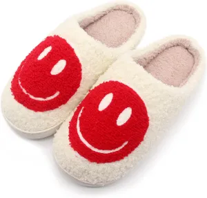 Happy Face Kids Slippers: Plush Non-Slip House Slippers For Girls & Boys & Little Big Toddler Unisex Kids Ultra Comfort Cute Soft and Fuzzy