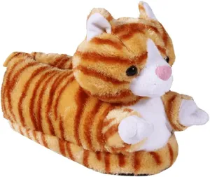 Happy Feet Slippers Tabby Cat Animal Slippers for Adults and Kids, Cozy and Comfortable, As Seen on Shark Tank (X-Small)