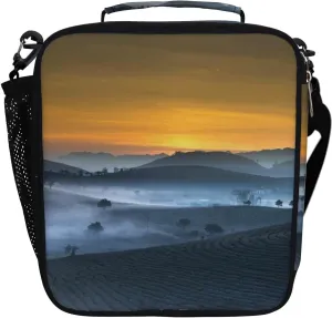 Hapuxt Lunch Box Lunch Bag with Adjustable Shoulder Strap Tote for Women Men Tea Plantation Landscape Insulated Waterproof Resable Zipper Outdoor Work Office Picnic