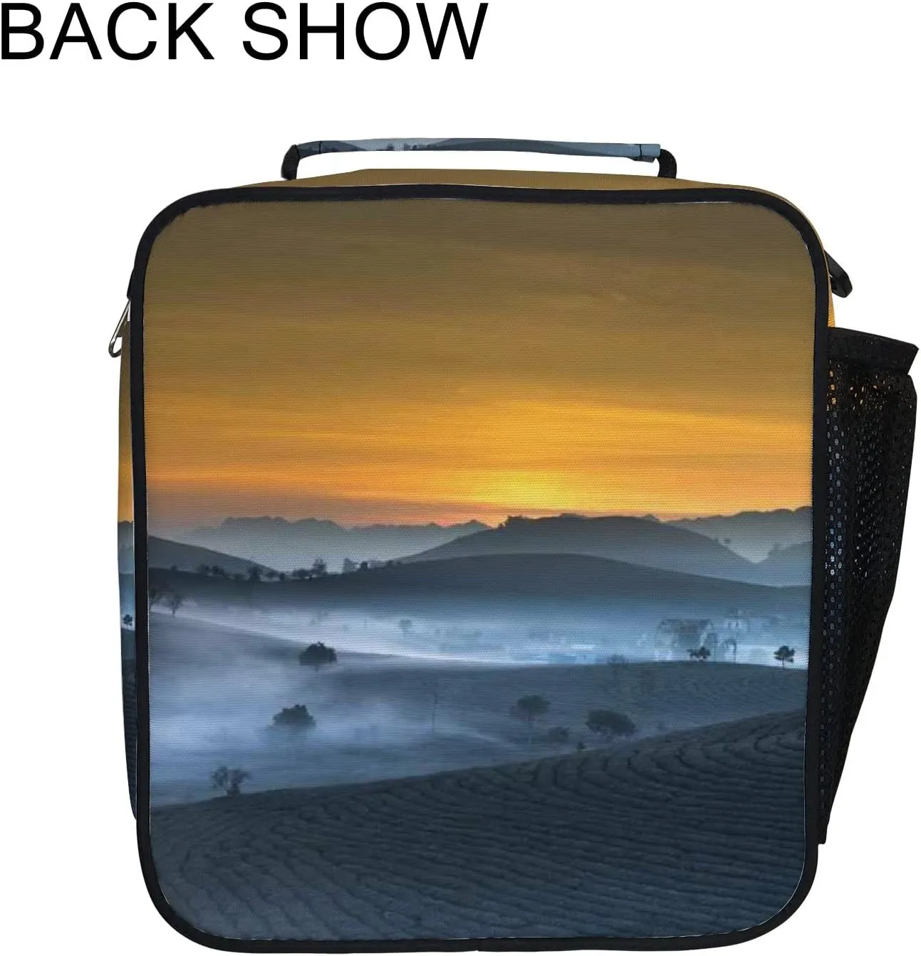Hapuxt Lunch Box Lunch Bag with Adjustable Shoulder Strap Tote for Women Men Tea Plantation Landscape Insulated Waterproof Resable Zipper Outdoor Work Office Picnic
