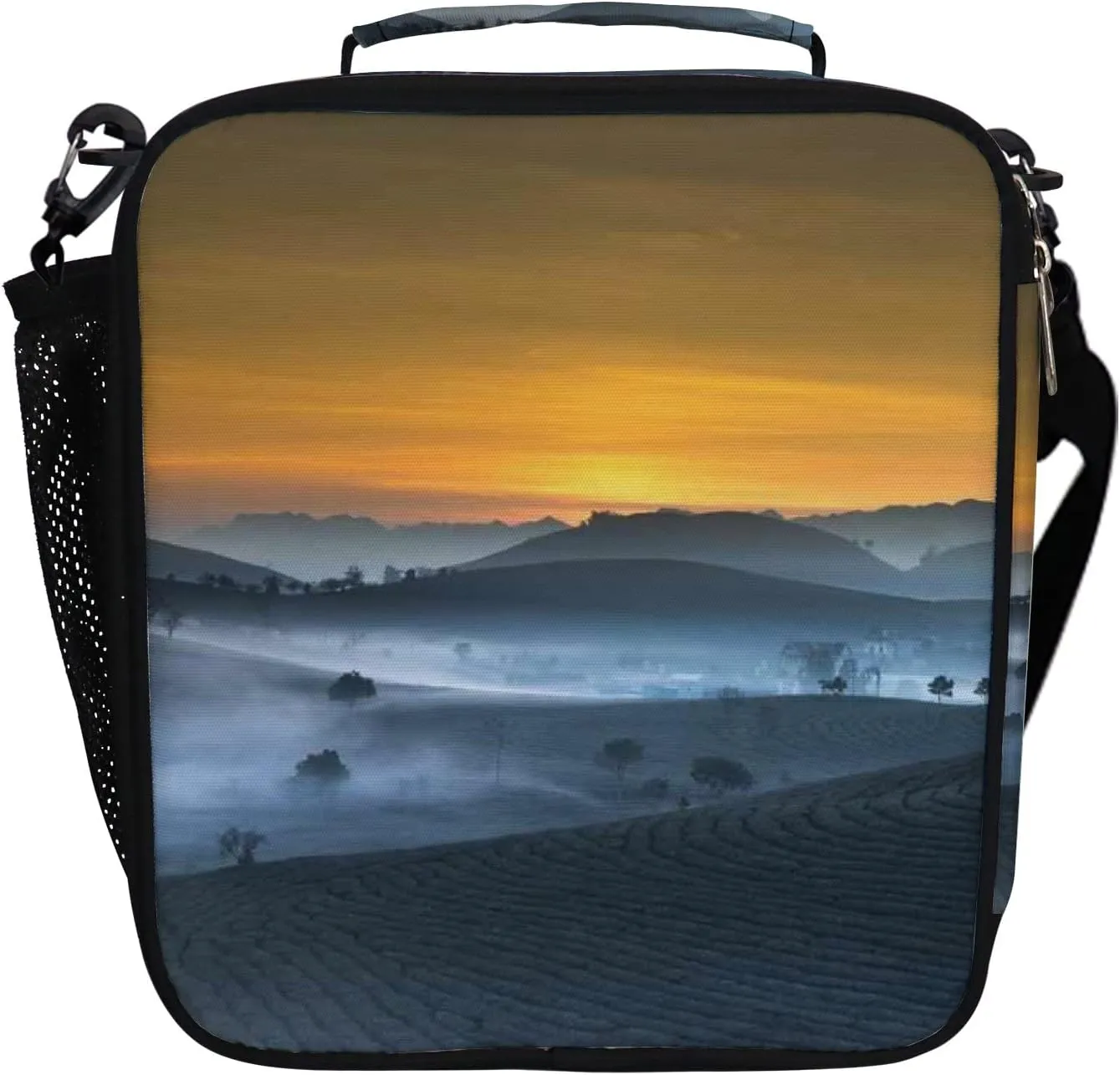 Hapuxt Lunch Box Lunch Bag with Adjustable Shoulder Strap Tote for Women Men Tea Plantation Landscape Insulated Waterproof Resable Zipper Outdoor Work Office Picnic