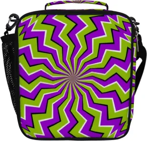 Hapuxt Lunch Box Lunch Bag with Adjustable Shoulder Strap Tote Green Zigzags Spin Illusion Insulated Waterproof Outdoor Work Office Picnic for Women Men