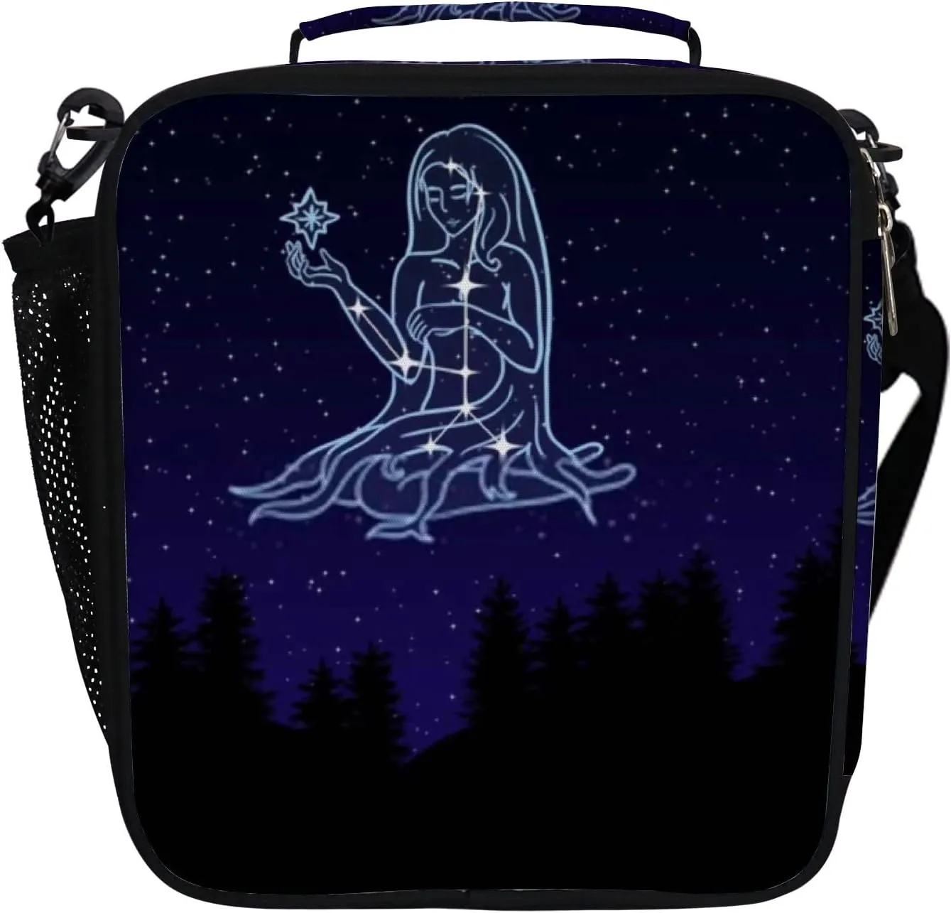 Hapuxt Lunch Box Lunch Bag with Adjustable Shoulder Strap Tote Night Sky Constellation Virgo Insulated Waterproof Outdoor Work Office Picnic for Women Men