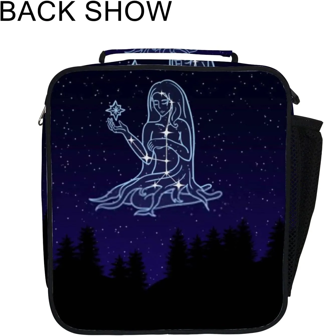 Hapuxt Lunch Box Lunch Bag with Adjustable Shoulder Strap Tote Night Sky Constellation Virgo Insulated Waterproof Outdoor Work Office Picnic for Women Men