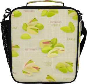 Hapuxt Lunch Box Lunch Bag with Adjustable Shoulder Strap Tote Nuts Pistachio Organic Watercolor Insulated Waterproof Outdoor Work Office Picnic for Women Men