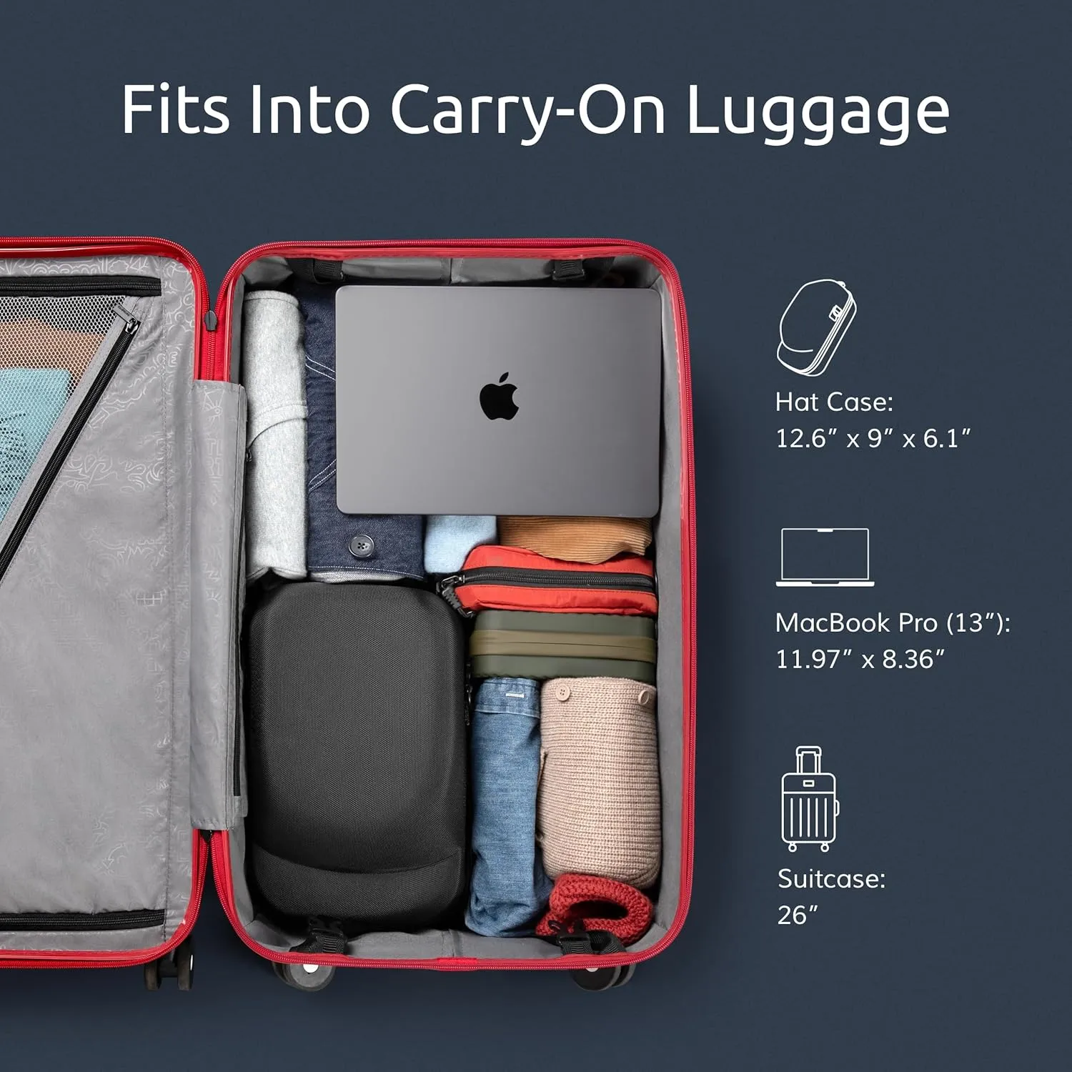 Hard Hat Travel Case – Storage for Baseball Caps with Carrying Handle and Adjustable Shoulder Strap, Hat Organizer Protects up to 6 Hats, for Travel and Home Storage (Red)