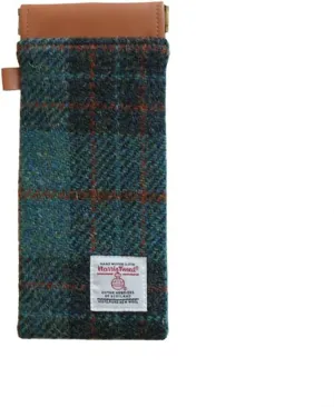 Harris Tweed Squeeze Leather Sunglasses Pouch Spring Storage Glasses Pouch Holder