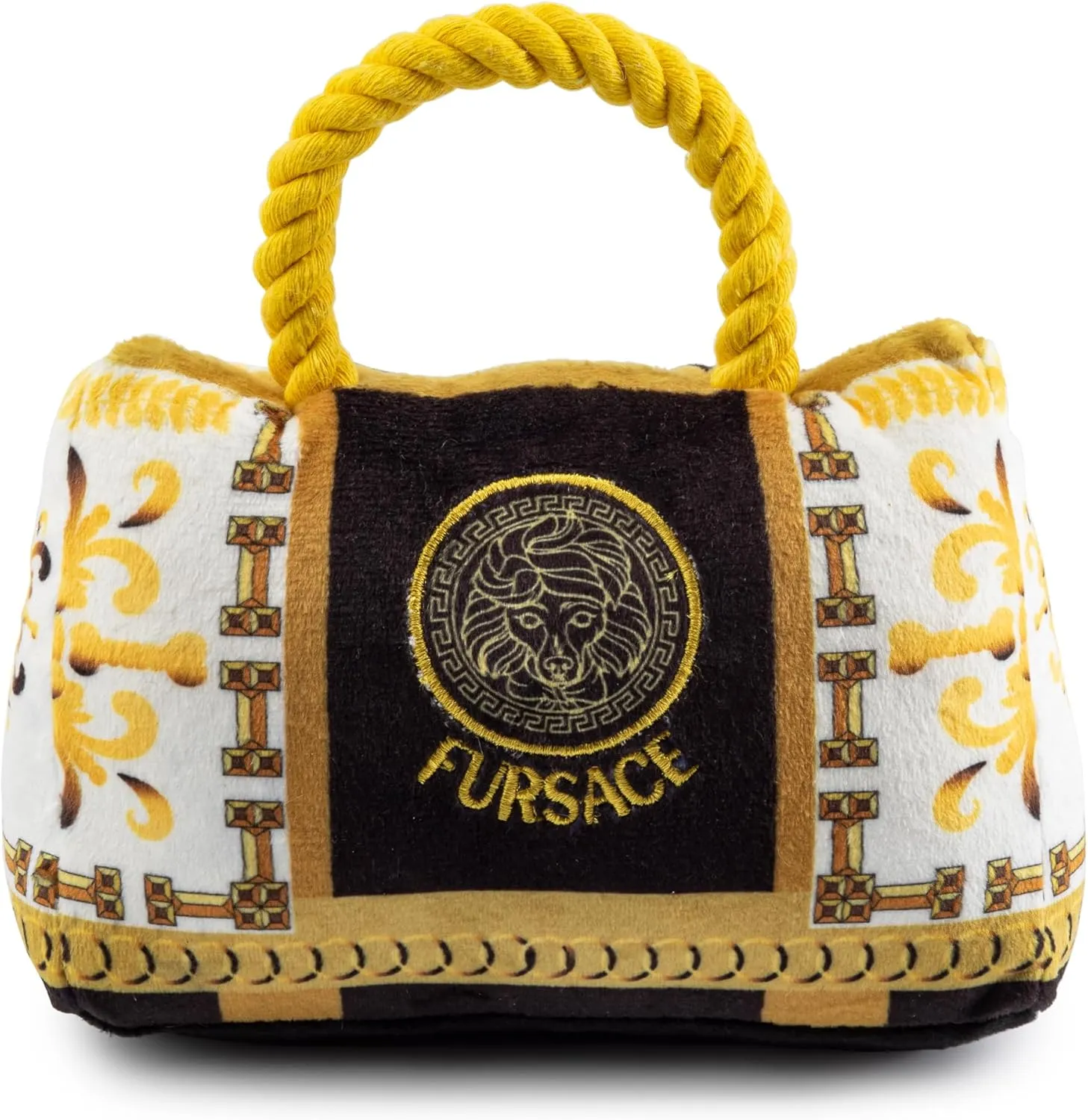 Haute Diggity Dog Fursace Handbag, Plush Designer Dog Toys with Interactive Squeaker, Stimulating Pet Enrichment, Machine-Washable & Safe Materials for All Breeds, One Size
