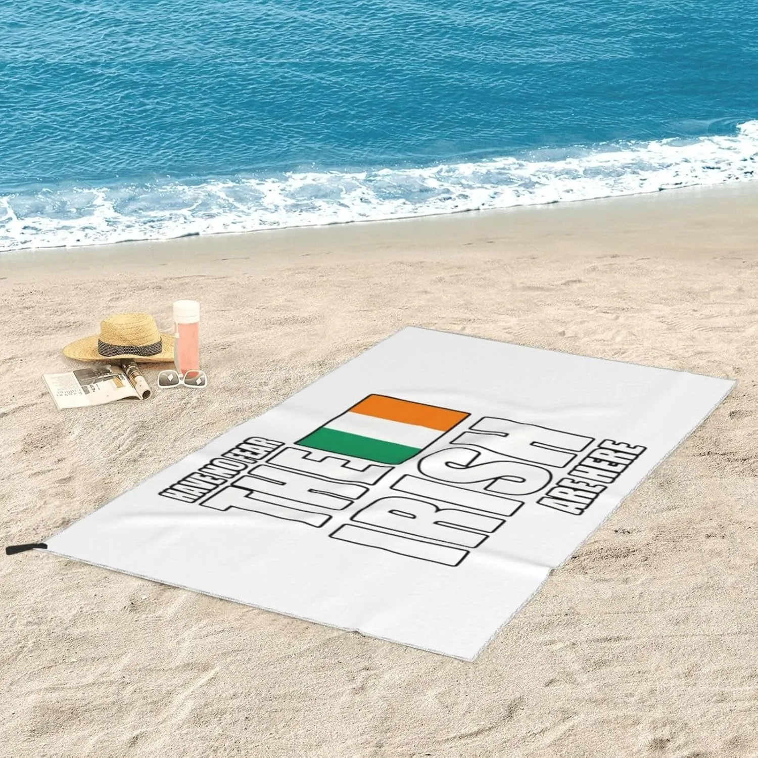 Have No Fear The Irish are Here Beach Towel Quick Dry Sand Free Lightweight Large 27.5"x55" with Travel Bag - Vacation Essentials Bath Towel for Pool, Summer