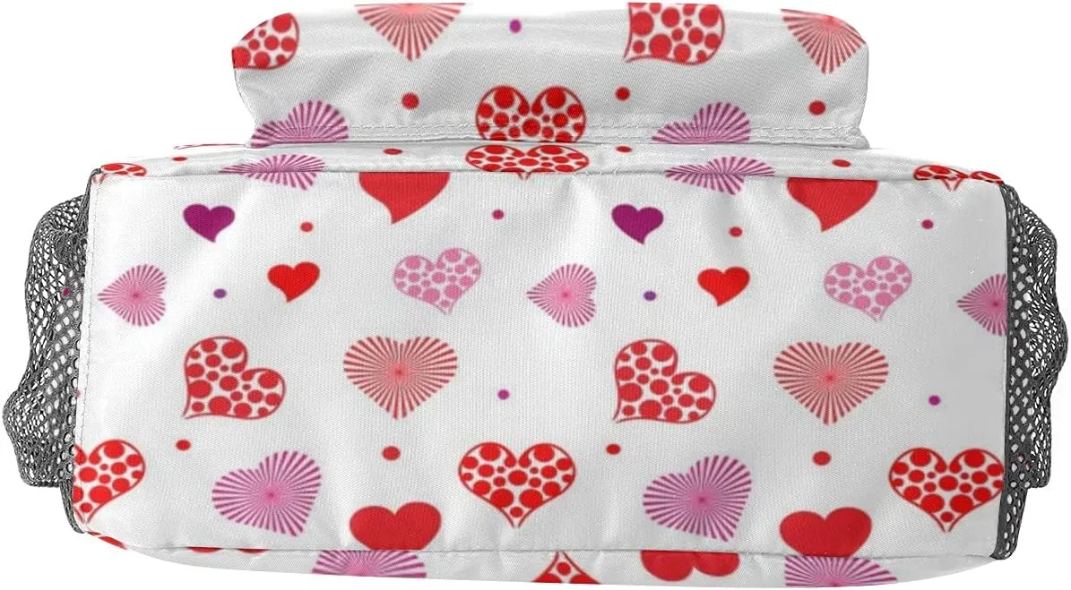 Heart Pattern Custom Kids Backpack, Personalized Student School Bags for Boys & Girls, Bookbags with Adjustable Strapfor Travel