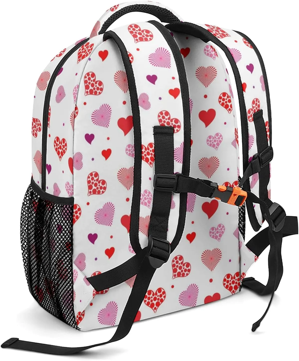 Heart Pattern Custom Kids Backpack, Personalized Student School Bags for Boys & Girls, Bookbags with Adjustable Strapfor Travel