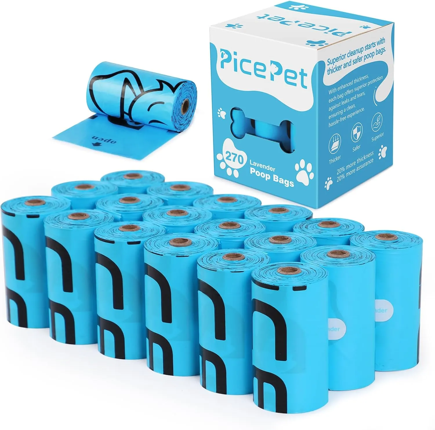 Heavy Duty Dog Poop Bags Rolls - Leak Proof Guaranteed, 270 Bags for Large Doggy, Puppy, Cat,Jumbo Size, Extra Large, Extra Thick & Extra Strong, 9" x 13" Lavender Scented, Made in PRC