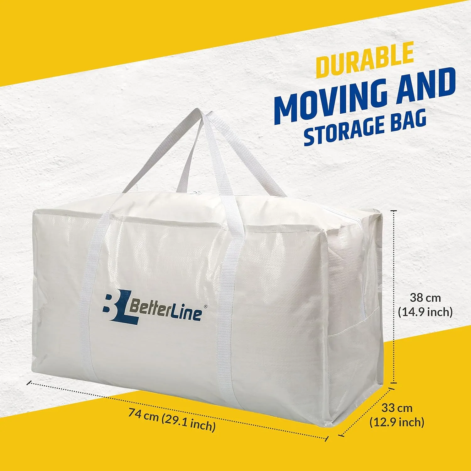 Heavy Duty Moving and Storage Bag,29"x13"x15" Inches Tote with Reinforced Handles,Holds up to 65 lbs.,Tear and Water Resistant,Multi-Purpose and Foldable Double Zipper Polypropylene Bag,Set of 2