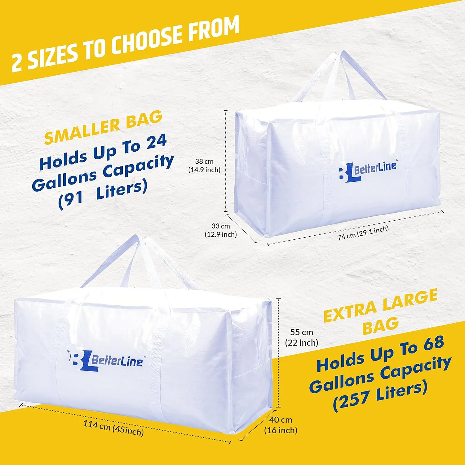 Heavy Duty Moving and Storage Bag,29"x13"x15" Inches Tote with Reinforced Handles,Holds up to 65 lbs.,Tear and Water Resistant,Multi-Purpose and Foldable Double Zipper Polypropylene Bag,Set of 2
