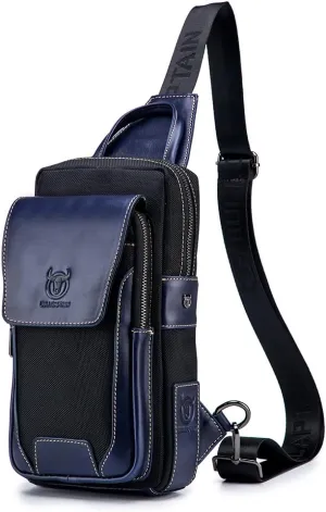 Hebetag Leather Sling Bag Crossbody Backpack for Men Women Travel Outdoor Sports