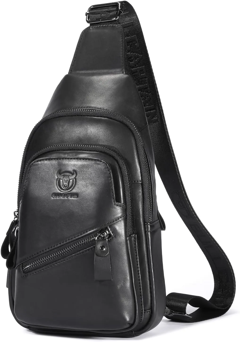 Hebetag Leather Sling Bag Hiking Daypack for Men Women Outdoor Travel Camping Fishing Crossbody Shoulder Chest Pack Backpack