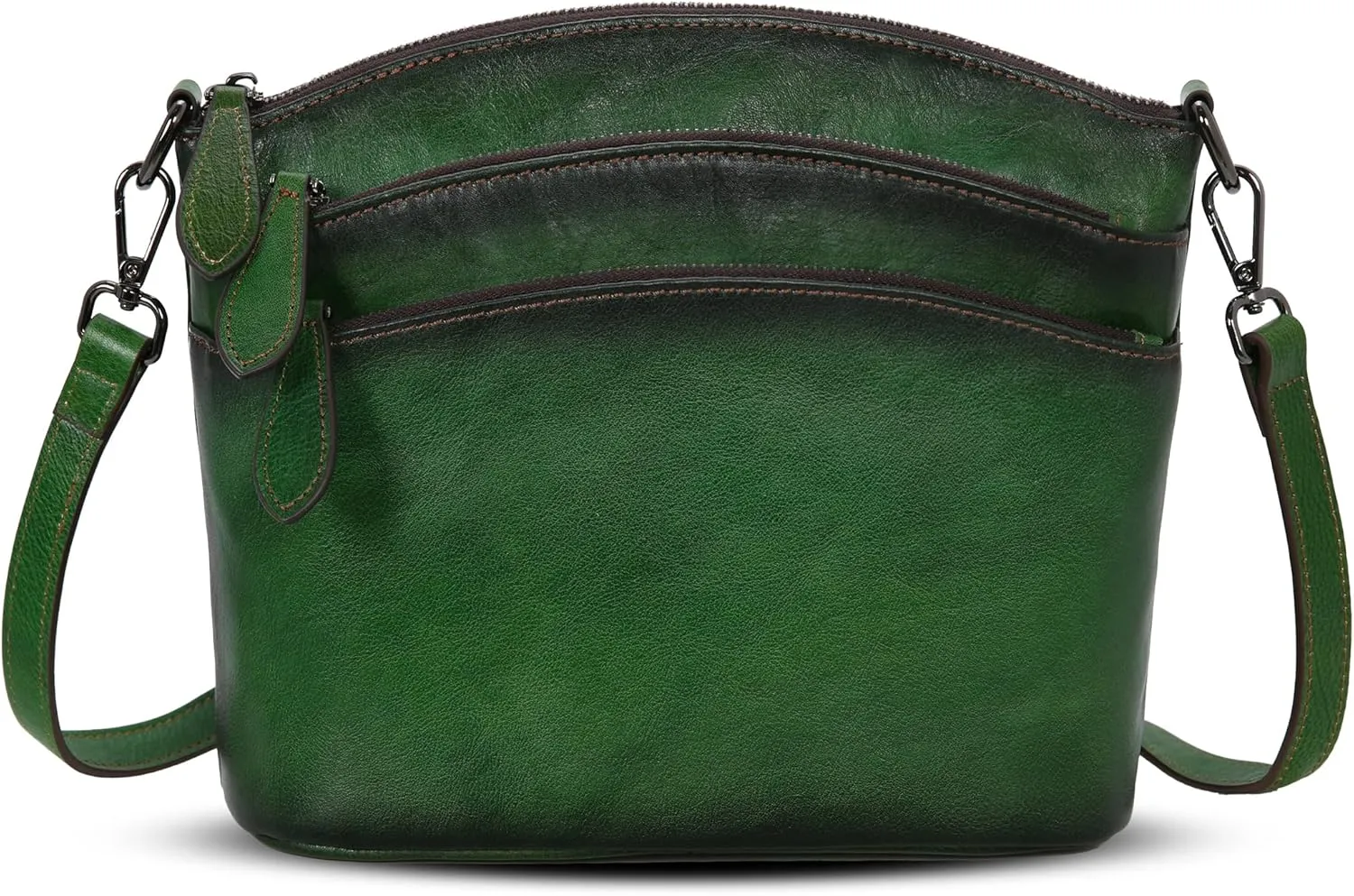 HESHE Crossbody Bags for Women Genuine Leather Purses with Multi-Pockets Vintage Ladies Small Shoulder Satchel Bag
