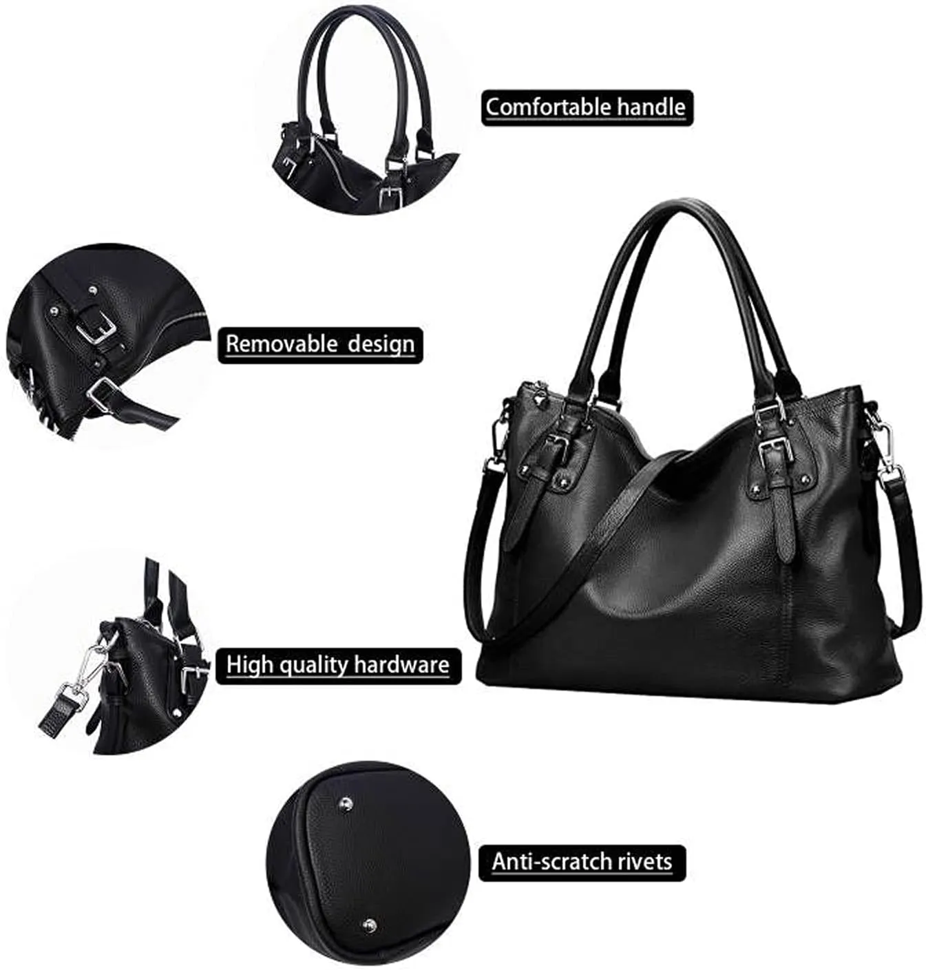 HESHE Genuine Leather Purses and Handbags for Women Tote Shoulder Bag Satchel Purse Top Handle Bags Hobo Crossbody Purse