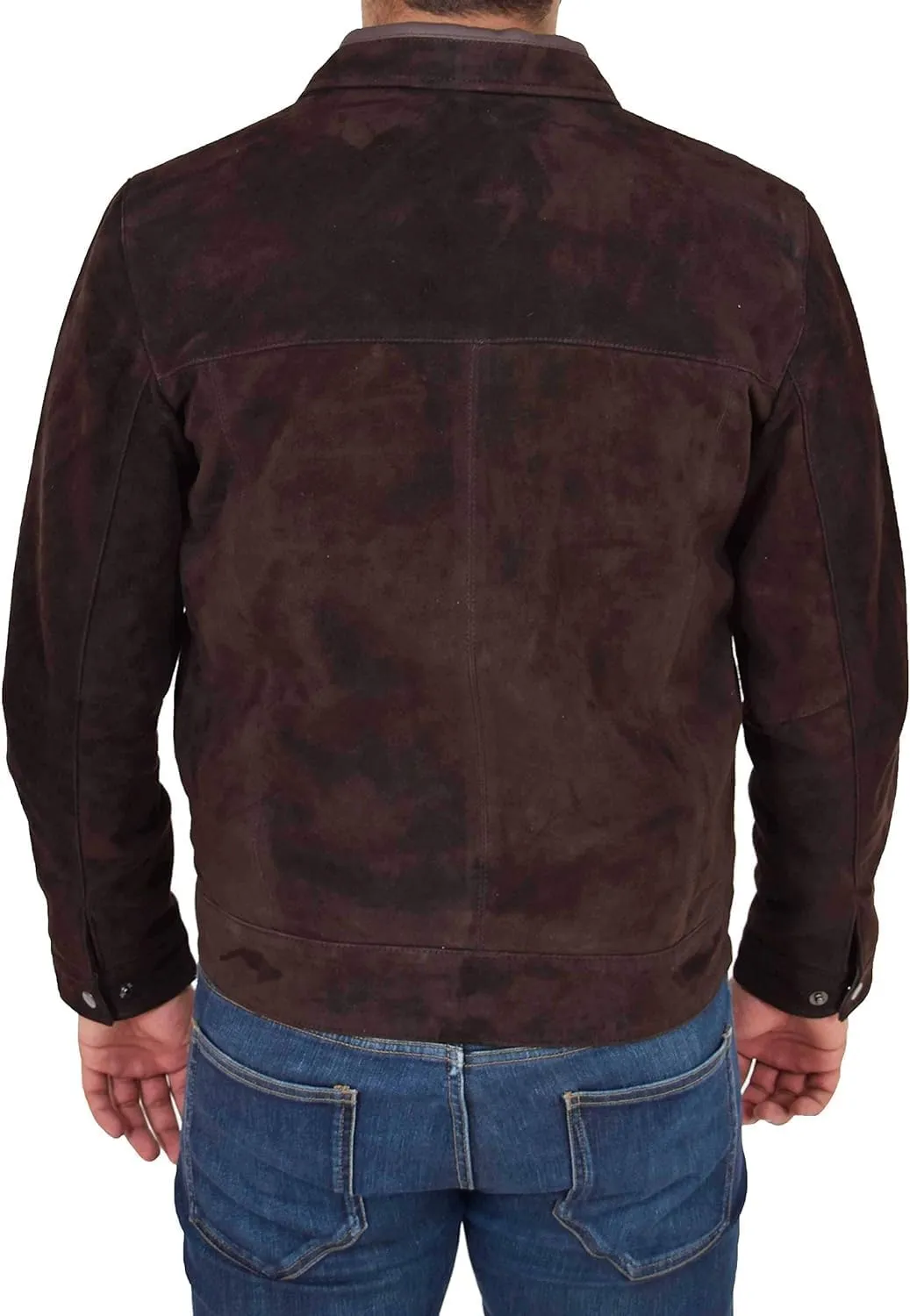 HIDE & SEEK Men’s Classic Shirt Collar Design Timeless Elegance Style Suede Leather Jacket