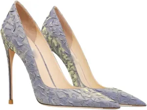 High Heels Genuine Leather Folding Grey High Heels for Women Stylish Comfortable Design