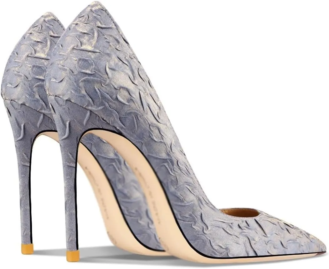 High Heels Genuine Leather Folding Grey High Heels for Women Stylish Comfortable Design